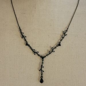 1928 Y Necklace Blue Stone Drop & 2 Pair Dangle Earrings Set Vintage Statement